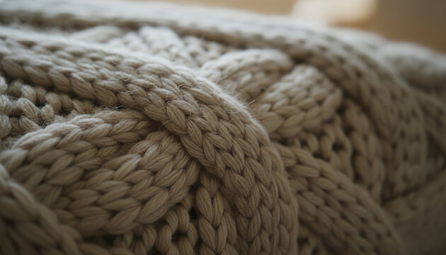 Thick chunky Merino wool cable knit texture with heavy braided pattern
