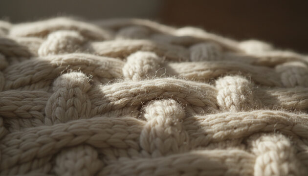 Thick chunky Merino wool cable knit texture with heavy braided pattern