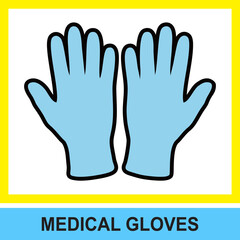 Fototapeta premium Medical blue nitrile gloves vector illustration flat icon isolated on white background