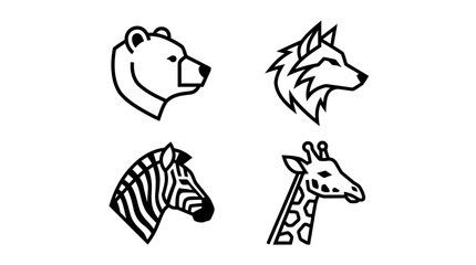 Obraz premium Animal heads line art set