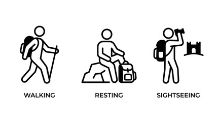 Obraz premium Hiking recreation icons vector illustration