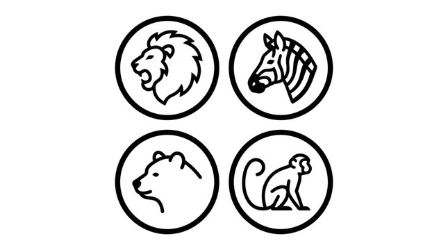 Animal icons set minimalist style