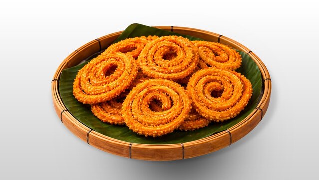Murukku Crispy Snack, Sri Lankan Avurudu, Sinhala and Tamil New Year Food, Traditional Sri Lankan Snack, Crunchy Murukku, Banana Leaf Serving, Aurudu Kama, Sri Lanka Cuisine, South Asian Food