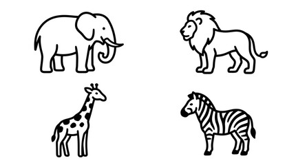 Obraz premium Safari animals vector outlines illustration