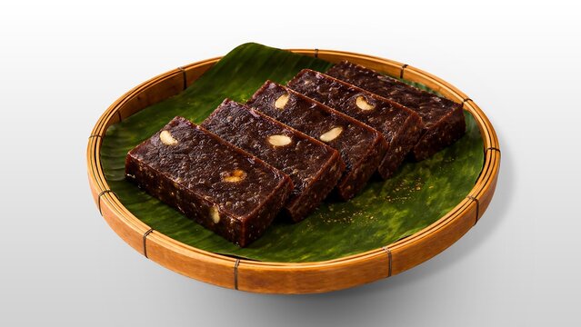 Kalu Dodol Traditional Sweet, Sri Lankan Avurudu, Sinhala and Tamil New Year Dessert, Coconut Jaggery Sweet, Traditional Sri Lankan Food, Banana Leaf Serving, Aurudu Kama, Sri Lanka Cuisine