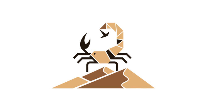 Geometric Scorpion Silhouette on Desert Dunes, Abstract Wildlife Illustration