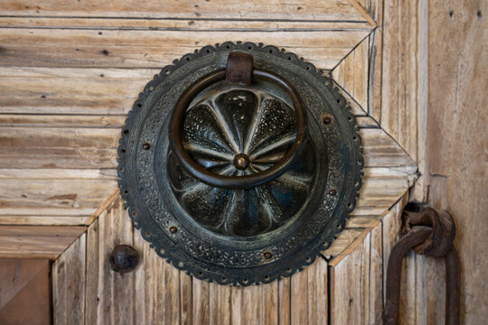 Ornate wooden door of Esrefoglu Mosque in Konya Beysehir with Seljuk craftsmanship