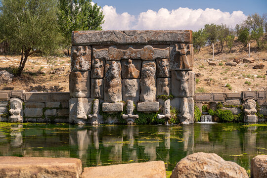 The ancient Eflatunpinar Hittite Monument with its sacred water spring in Beysehir Konya
