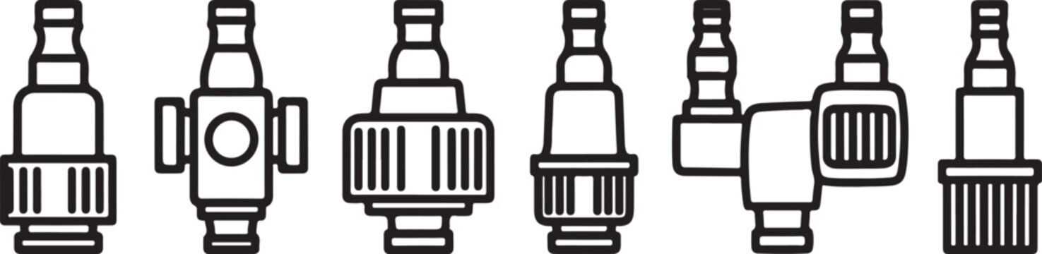 Set of six simple bar stool icons in black and white Vector