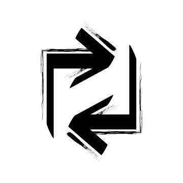 Stylish replay or recycle brush like vector symbol black