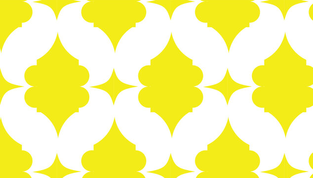 Seamless Yellow and White Ogee Quatrefoil Pattern Background