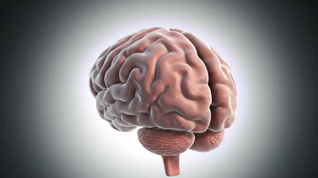 Realistic 3D Human Brain Rotates in Space with Subtle Glow