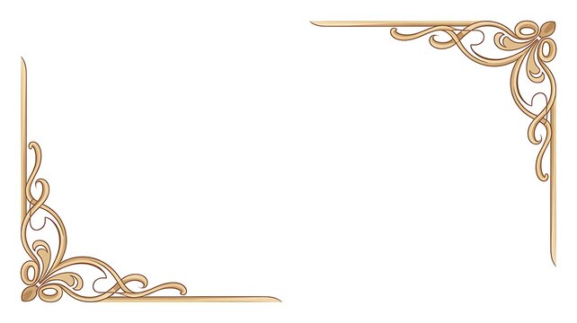 Luxury golden corner border frame isolated on transparent background. Elegant gold lines ornament for wedding invitations, greeting cards, certificates, decorative design. PNG cut out