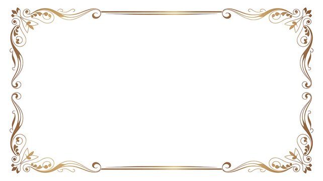 Luxury golden corner border frame isolated on transparent background. Elegant gold lines ornament for wedding invitations, greeting cards, certificates, decorative design. PNG cut out