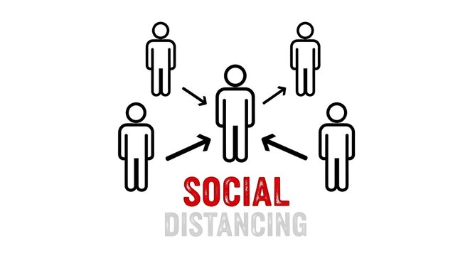 Icon vector people social distancing with red cross on white background