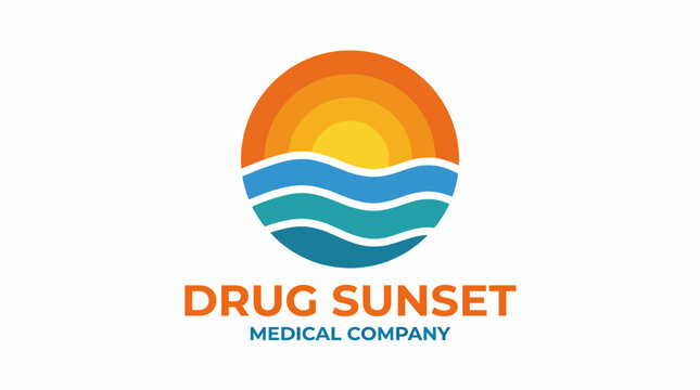 This logo blends a vibrant sunset with waves, symbolizing hope and healing, perfect for a medical company looking to convey a positive and warm message.