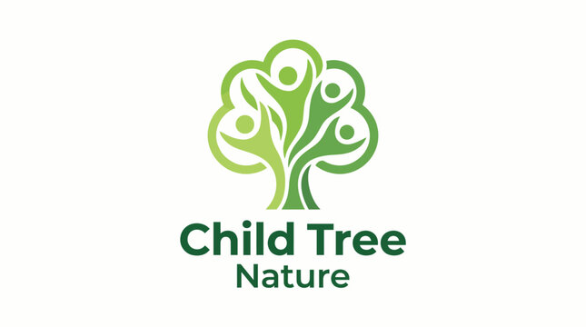 A logo featuring a tree with intertwined human figures symbolizing growth, community, and connection; representing Child Tree Nature dedicated to child development and education.