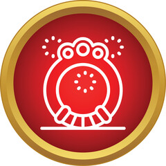 Fototapeta premium Tambourine musical instrument icon representing rhythm and celebration in a red circle