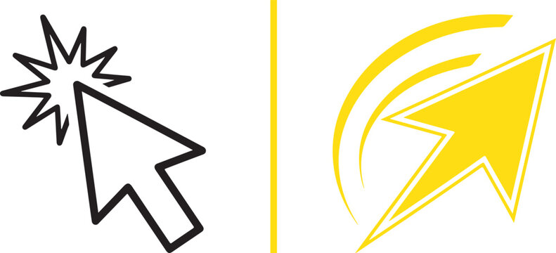 Set of computer mouse cursor arrow icons isolated on white background