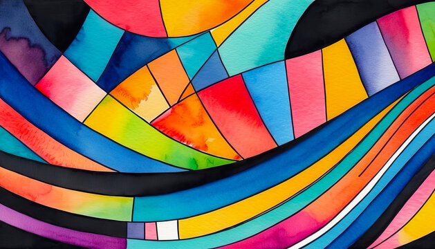 Bright multicolored wavy stripes background, abstract pattern