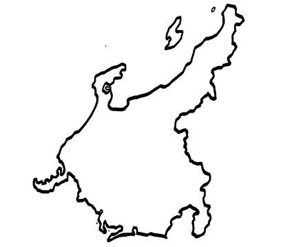 中部地図 筆タッチ 和風 西日本 東日本 / A brushstroke map of Chubu