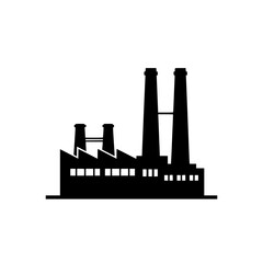 Obraz premium Factory silhouette icon with smokestacks isolated on white background