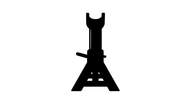 Black silhouette of an automotive jack stand isolated on white background