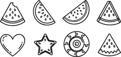 Black and white icons set of animals and objects Vector © mahafuza