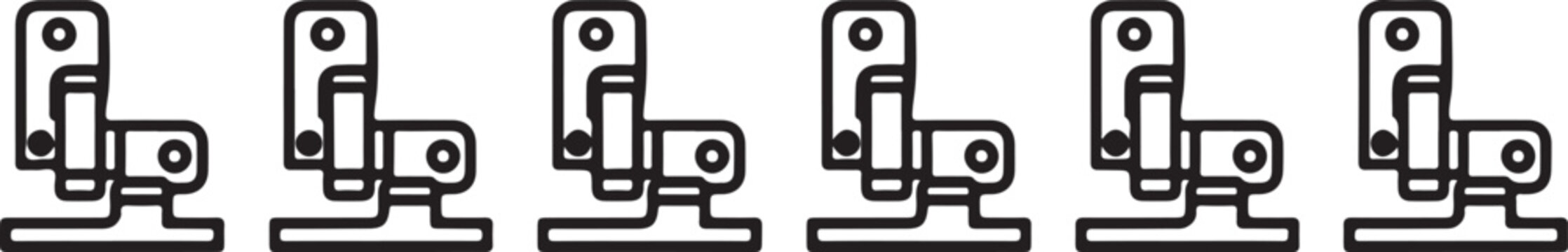 Vector illustration of six black cameras with tripods Vector