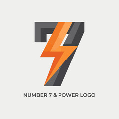 A dynamic logo featuring the number 7 intertwined with a lightning bolt, representing power and energy, ideal for brands or products focused on performance and innovation. © Huilong