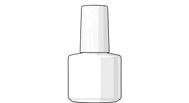 Simple white bottle of nail polish with a matching white cap is depicted in a clean and minimal graphic illustration style.