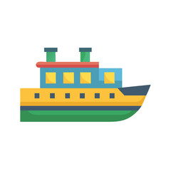 Fototapeta premium Stylized Flat Design Ship Icon Illustration on Black Background