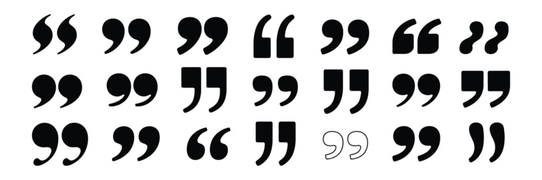 Quote mark icon set vector illustration of quotation symbols for text, speech and typography design