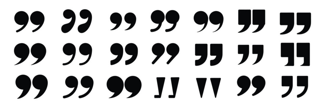 Quote mark icon set vector illustration of quotation symbols for text, speech and typography design