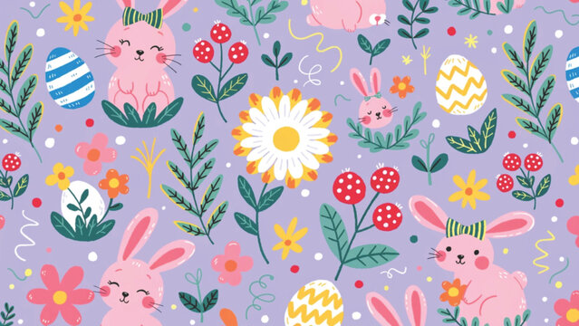 Seamless pastel easter pattern lavender background
