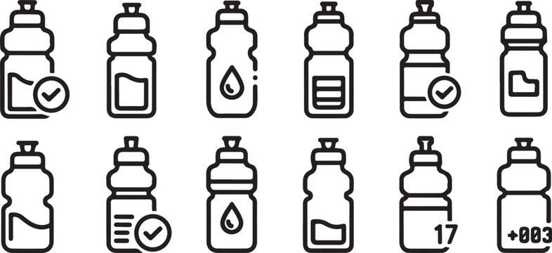 Collection of isometric glass soda bottles with caps vector icons Vector