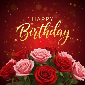Elegant happy birthday card with roses beautiful wishes for a special celebration