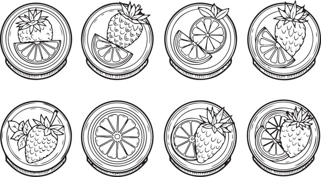 Black and white circular geometric patterns set Vector