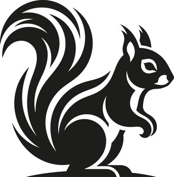 Black Squirrel Icon, Silhouette Squirrel, Vector Squirrel Illustration, Wildlife Graphic
