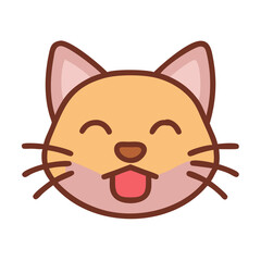 Cute cartoon cat face sticking tongue out illustration © Sharuzzaman