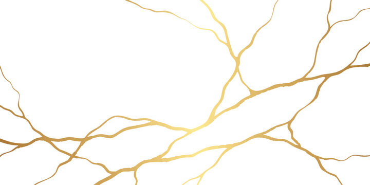 Elegant golden marble cracks texture with thin metallic lines on a clean surface background