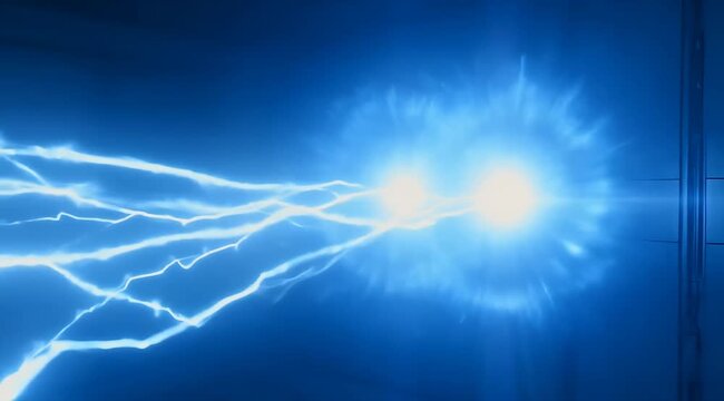 Blue lightning bolts striking a glowing energy sphere