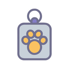 Fototapeta premium Dog tag icon with paw print on black background