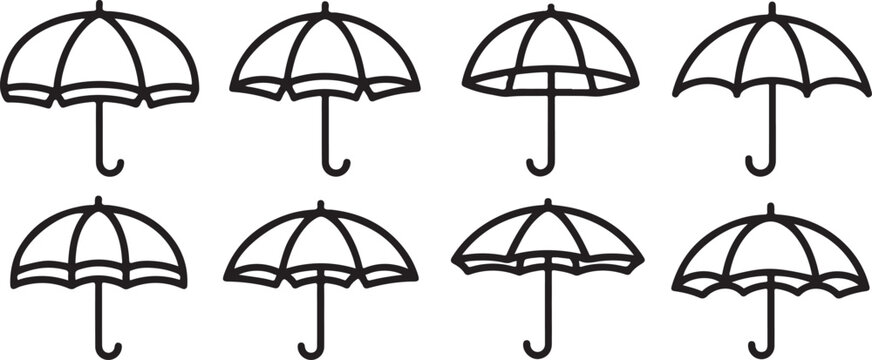 Isometric umbrellas icons set top view vector illustration Vector