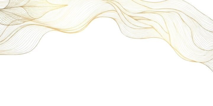 Abstract golden wave lines flowing in a smooth elegant pattern on a clean background