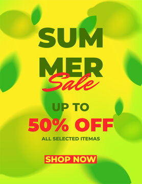 Summer Sale Banner Template, Discount Promotion up to 50% Off, Brigat Moderm Design with Lime Background