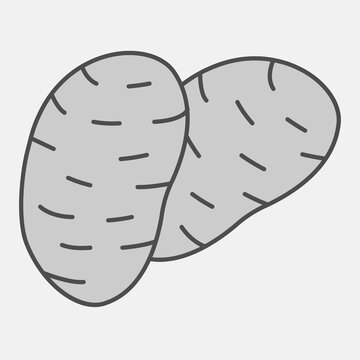 Potato chips isometric icon, food concept. Vector graphics. Two baked potatoes, chips sign with outline style for mobile or web design.