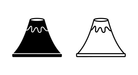 Black and white line art of two volcano shapes in simple style © black man