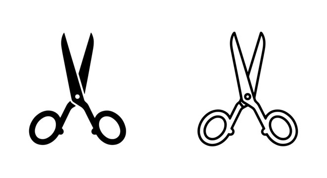 Two pairs of scissors icons in black and white