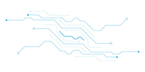 Obraz premium Dense Blue Circuit Board Pattern with Nodes on Black